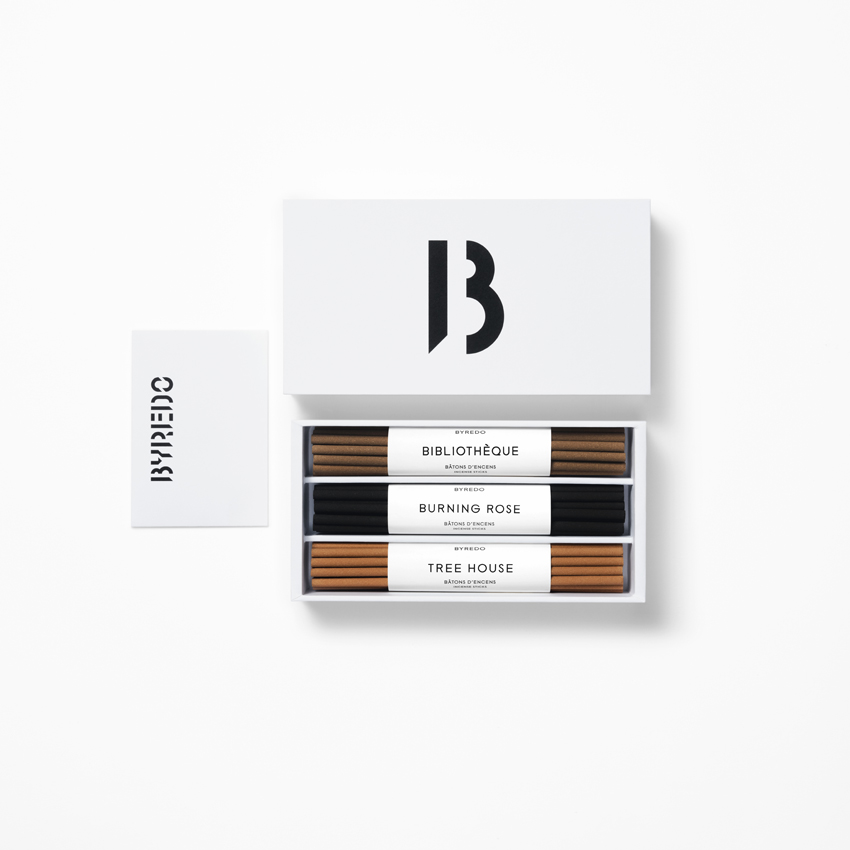 BYREDO X IITTALA LJUS SBI インセンススティックセット ビブリオテーク、バーニング ローズ、ツリー ハウス(BYREDO X IITTALA LJUS コレクション)